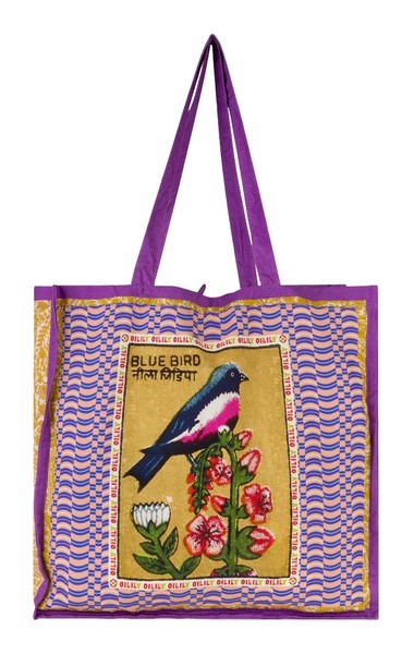 Oilily Surendra Shopper Shopper Tasche Purple Cactus Flower Violett Beige Neu-image