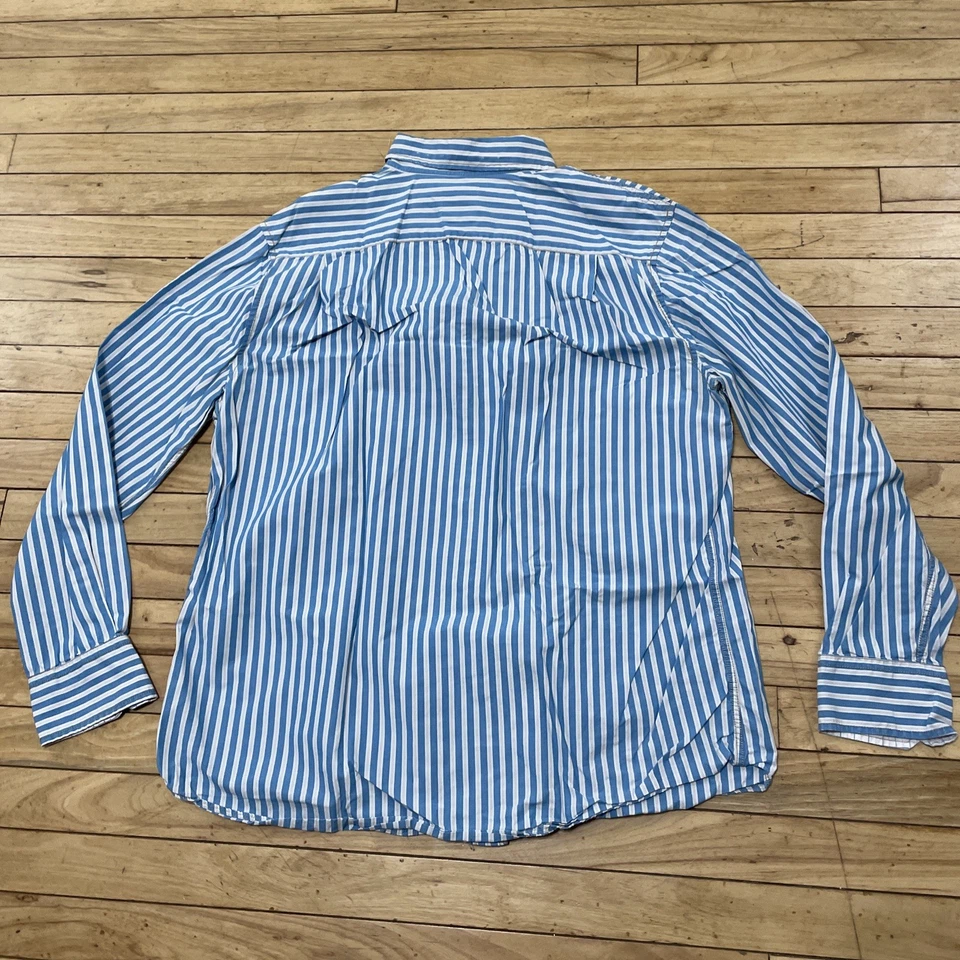 Mossimo Supply Co Y2k Camisa Atlética Botón Hombres XL Azul Western Rayas Verticales Foto 2 de 4