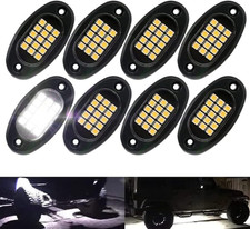 8 Pods Quick Connect White Rock Lights, 4M Extension Wires Each Light, 15 SMD Ch