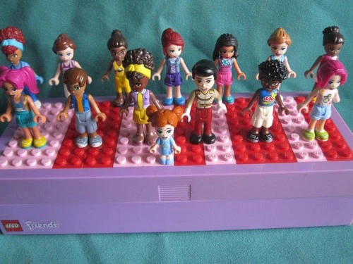 LEGO FRIENDS 2013  PURPLE PENCEL  CASE BOX WITH 14 FRIENDS FIGURINES