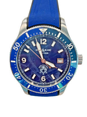 Montblanc Men's Watch 129370 Iced Sea 1858 Automatic Blue Dial Rubber Band