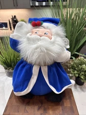 RARE VTG  Stuffins Santa Plush Figure Blue Robe White Beard Christmas Decor 1997