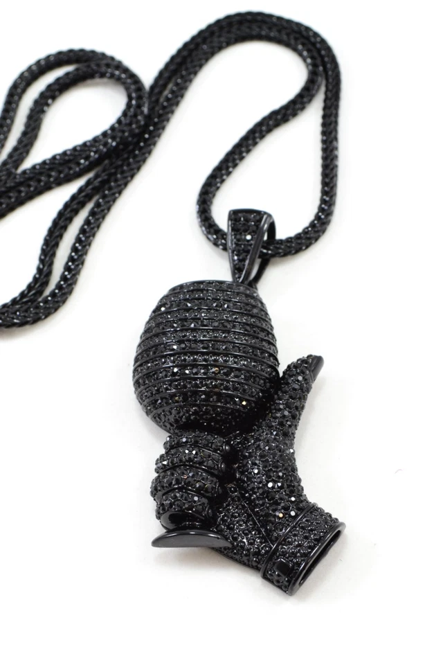 Colgante Hip Hop Negro Alegría Cadena Franco 36 Pulgadas Última Piedra Completa Foto 2 de 3