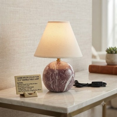 Home Decor Collection 12.5'' Dark Red Marble Table Lamp