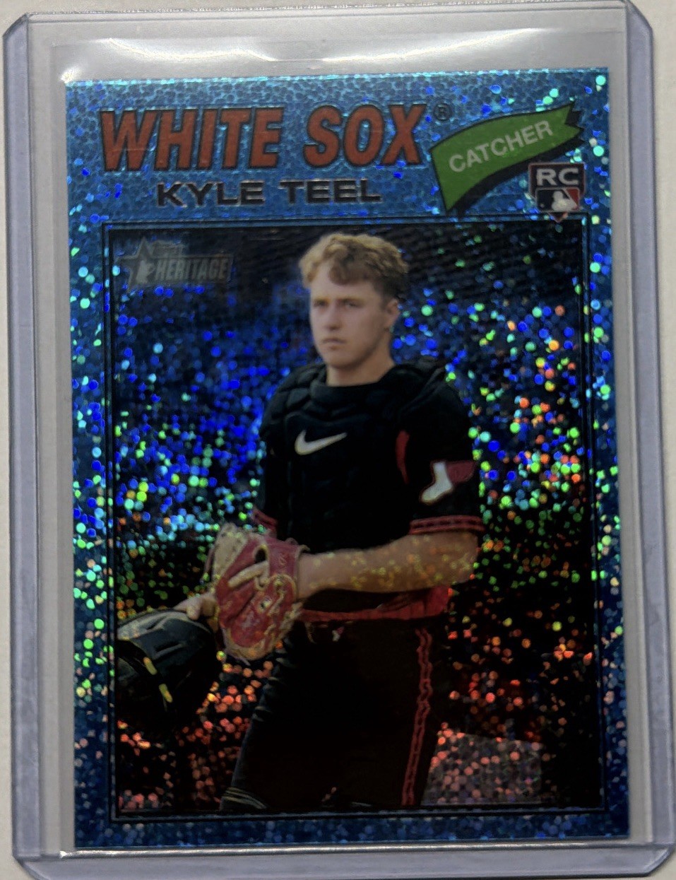 2026 Topps Heritage Chrome Light Blue Sparkle #182 Kyle Teel (RC)