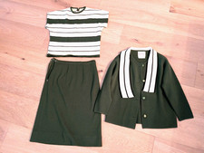 Vtg 60's St. Andrews 100 Pure Zephyr Wool Knitted Cardigan Skirt Top Set Sz S