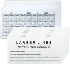 16 Pack Checkbook Register, Check Registers for Personal Checkbook, 6" × 3", Bla