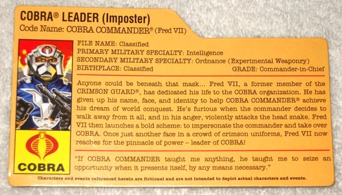 2008 Cobra Commander (imposter) - GI Joe file card (modern)