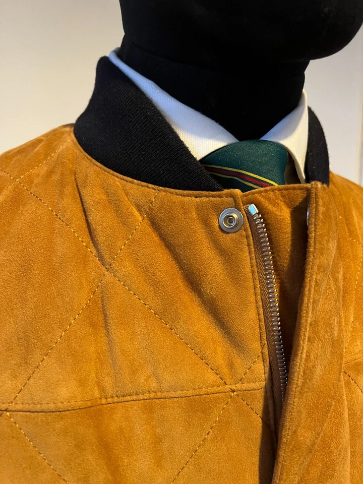 Holland & Holland Tan Goat Suede Leather Quilted Gilet RRP £895 Size S-M - Image 3 of 4