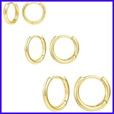 14K Gold Small Huggie Hoop Earrings for Women 925 Sterling Silver Hypoallerge...