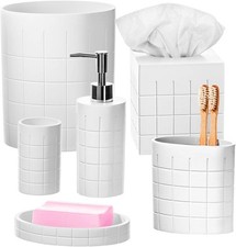 Polar White 6 Piece Bathroom Accessories Set