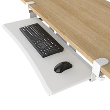 Extra Large Keyboard Tray Under Desk - Slide Out with Sturdy C-Clip Mount White