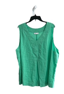 Croft And Barrow Women's Sleeveless V-Neck Linen Top Size: 3X Green