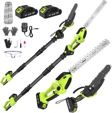 Cordless Pole Hedge Trimmer & Chainsaw Set 2x 4.0Ah Battery 7.05Ft Extension 550