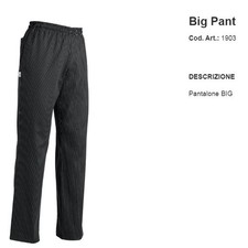 PANTALONE 6XL CHEF CUOCO EGOCHEF GIRO VITA CM. 160 BIG SIZE ELASTICO E LACCIO
