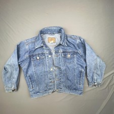 Old Navy Denim Jacket Youth 10/11 Blue Classic Trucker Button Front Distressed