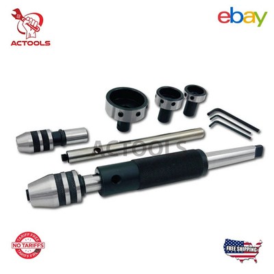 Lathe Tailstock Tap And Die Holder  Set  8 Pcs MT2 Shank Threading Tapping Kit