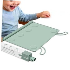 Silicone Placemat for Toddler Eating: Wipe Clean  Roll Up in The Diaper Green