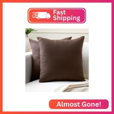 Encasa XO Throw Pillow Covers 18x18 in Set of 2 Dark Taupe | No Inserts | Cotton