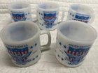 lot of 5 Vintage Milk Glass Bicentennial 1776 1976 USA Eagle Coffee Cup Mugs