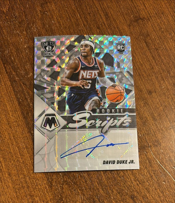 David Duke Jr 2021-22 Panini Mosaic Scripts Silver Prizm Rookie Auto Nets RC