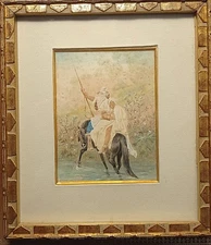 Gustave BOULANGER - Couple de cavaliers arabes au passage de l’oued