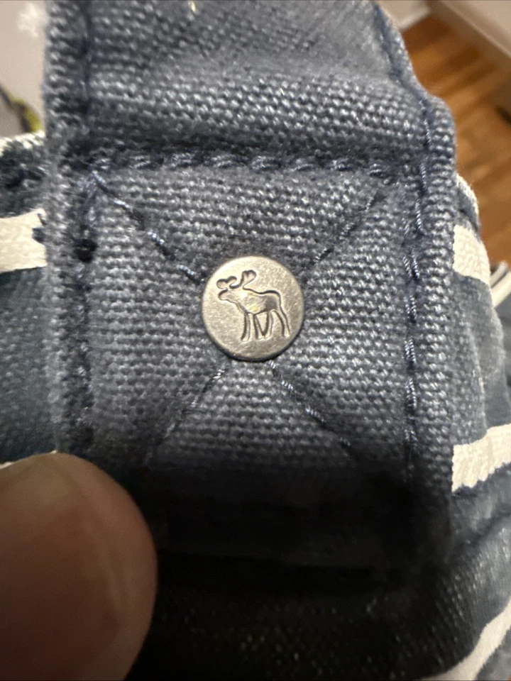 Abercrombie & Fitch в полоску холст сумка с короткими ручками путешествий синий белый 14 «X 14» - Изображение 4 из 4