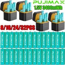 8/16/24/32PCS 3400mWh 1.5V AA Lithium Battery Rechargeable + Integrated Charger