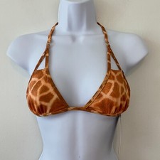 Wildfox Giraffe Print Triangle Halter Tie Bikini Top Small