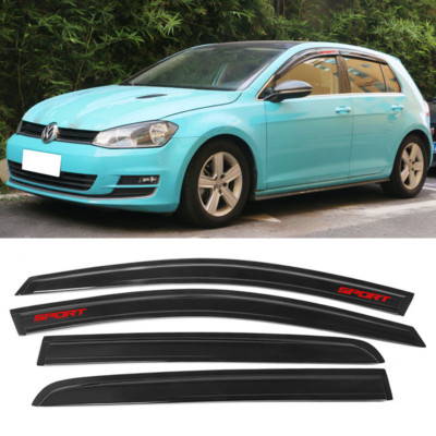 For 15-19 VW Golf 7 MK7 Window Visor Rain Shade Guard Deflector & Red Sport