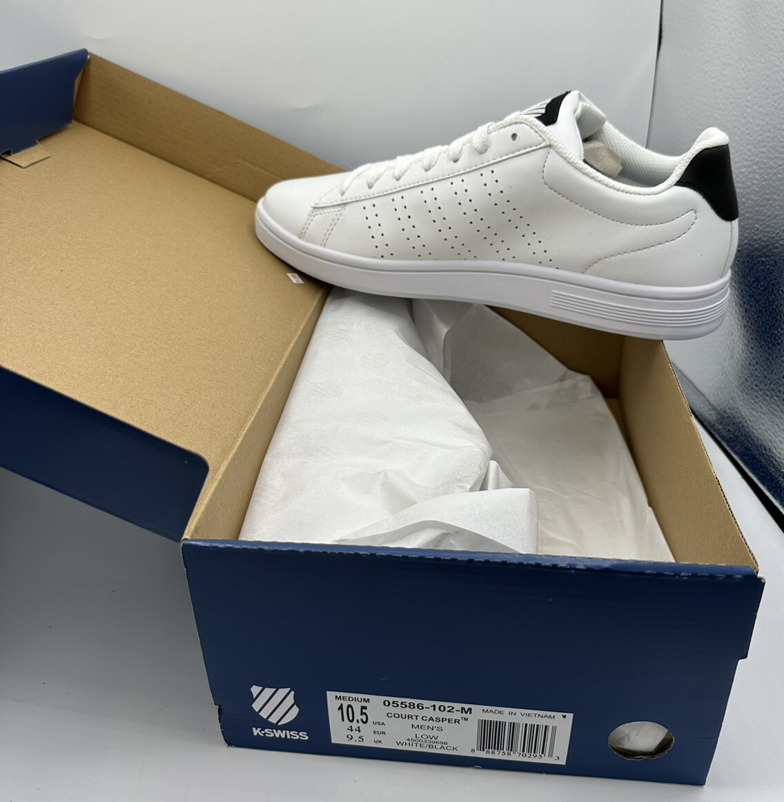 K-Swiss Court Casper White/Black Men's Sneakers 05586 102-M Size