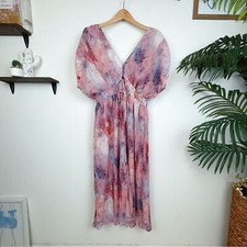 NWT ASTR the Label Pink Floral Reversible V Neck Midi Dress One Size