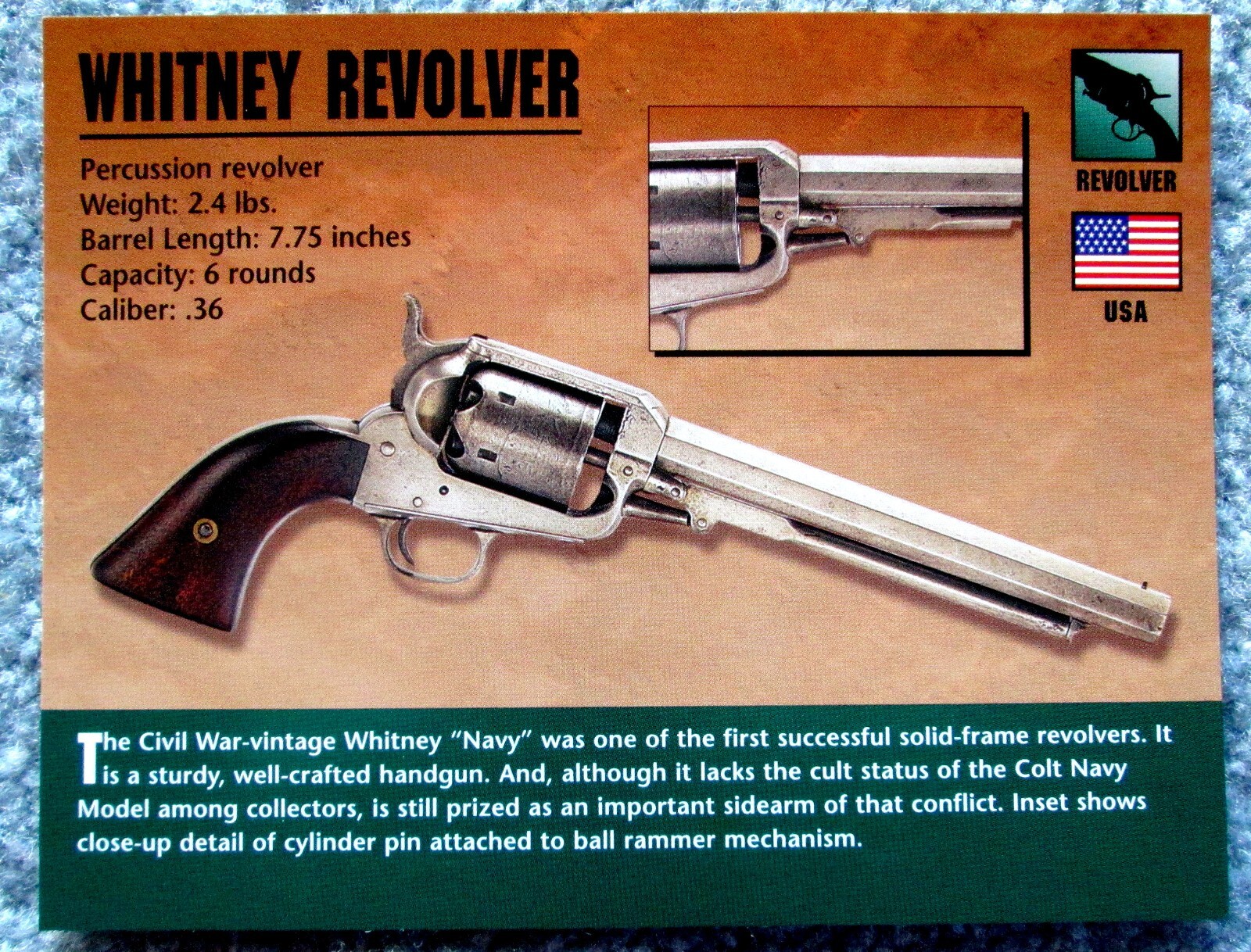 Whitney Revolver Classic Firearms Photo Card u