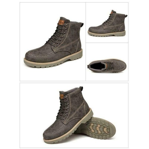 Men's Leather Waterproof Work Boots Ankle Casual Non-Slip Hiking High Top Shoes - 第 8/15 張圖片