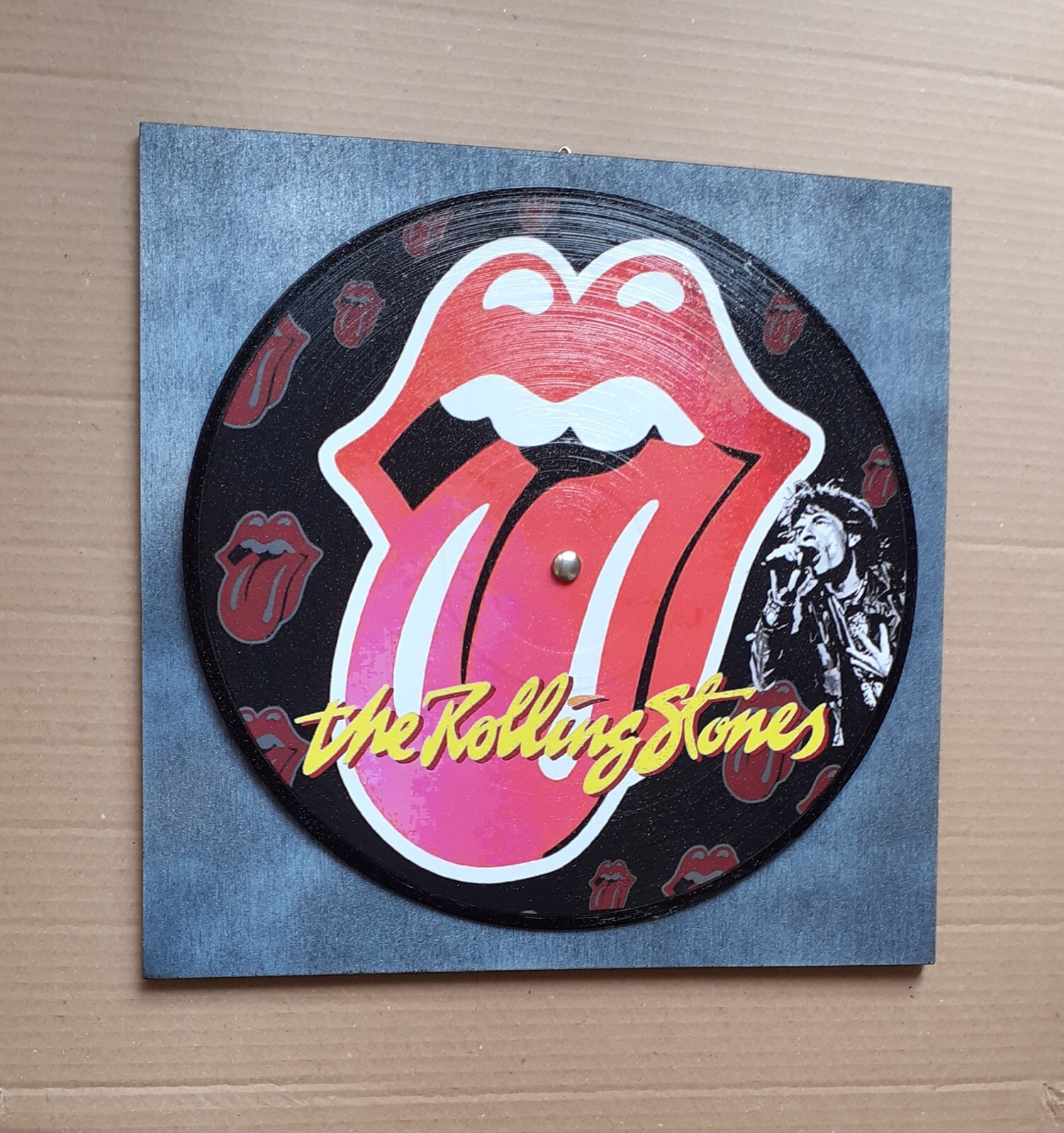 Vinile 33 giri a quadro omaggio ai Rolling Stones 