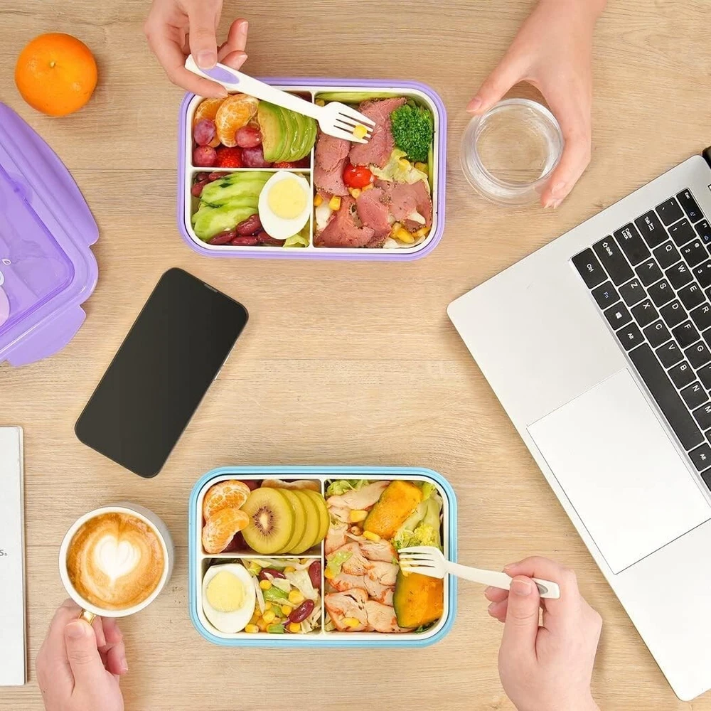 Adult and Kids Bento Lunch Box 1100 ML with Spoon Compartments