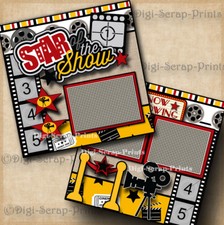 STAR OF THE SHOW 2 premade scrapbook pages paper piecing movie layout DIGISCRAP