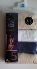 BNWT LADIES M/&S 5 PACK FLORA EMBROIDERY NAVY//BEIGE//WHITE MIDIS KNICKERS SIZE 10
