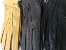 Deerskin Leather Dress Gloves - Mens & Ladies- 3 colors & sizes