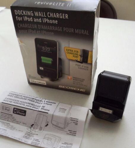 SCOSCHE DOCKING WALL CHARGER for iPod and iPhone ReviveLite ll plus Frosted LED  - Afbeelding 1 van 4