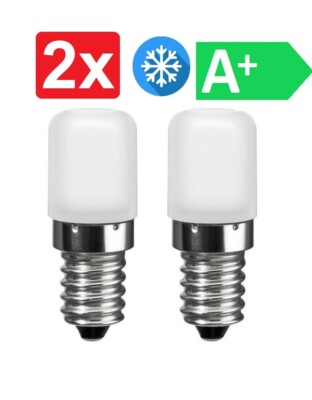 2x LED Kühlschrankbirne E14 kalt-weiß Kühlschranklampe Leuchtmittel 1,8W-15W