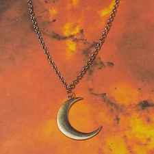 Crescent Moon Cable Chain Necklace Punk Goth