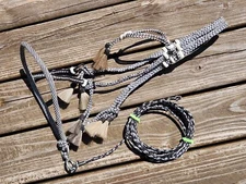 TERRIFIC Entirely Hitched Poly Material Western Headstall Bridle Bosal Rig Setup