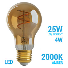 4W 25W Dimmable A19 LED Filament Vintage Nostalgic Amber Medium E26 Base Bulb