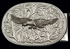 American Bald Eagle Patriotic Western Ornate Scroll Vintage Belt Buckle