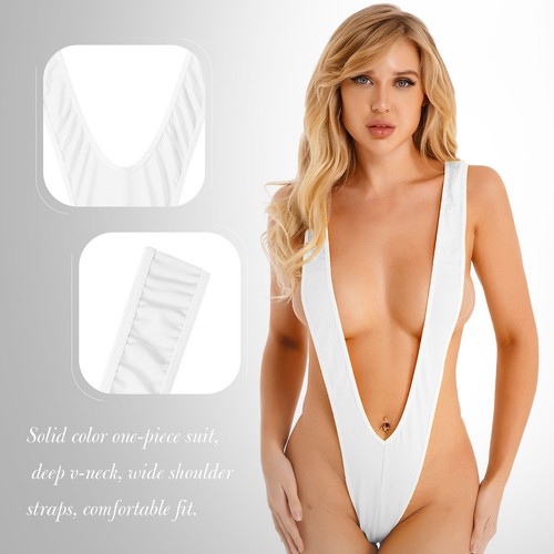 Damen monokini v-förmiger Bodysuit sexy erotische Dessous metallic Beach Bikini - Bild 3 von 172