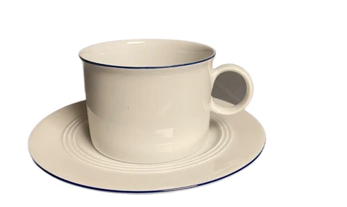Kaffeetasse mit Untere Friesland Jeverland Kleine Brise, blauer Rand