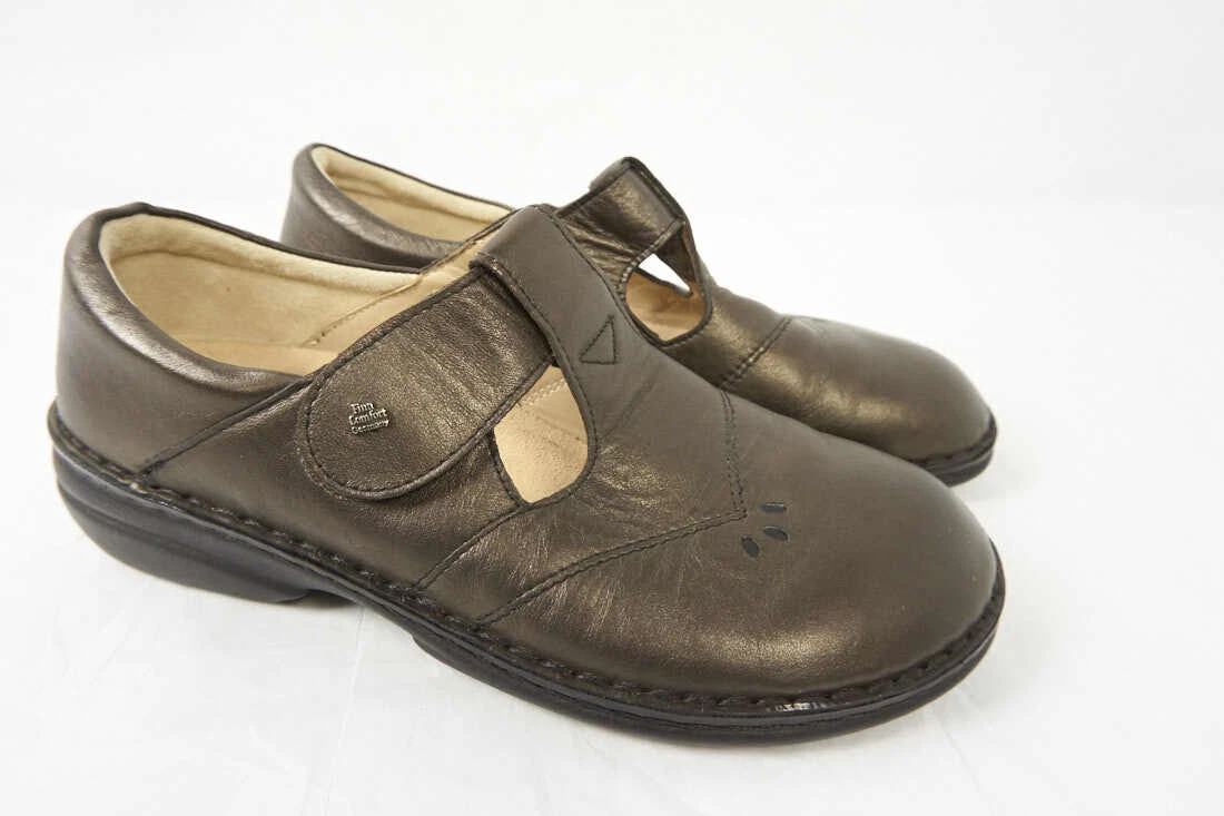 Finn Comfort Nashville Women s 10 Bronze Brown Leather T Strap Mary Jane Shoes