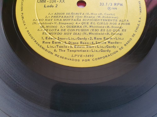 V/A DIANA ROSS STEVIE WONDER THE TEMPTATIONS 1970 MONO UNIQ CVR & ERRORS CHILEAN - Picture 15 of 17