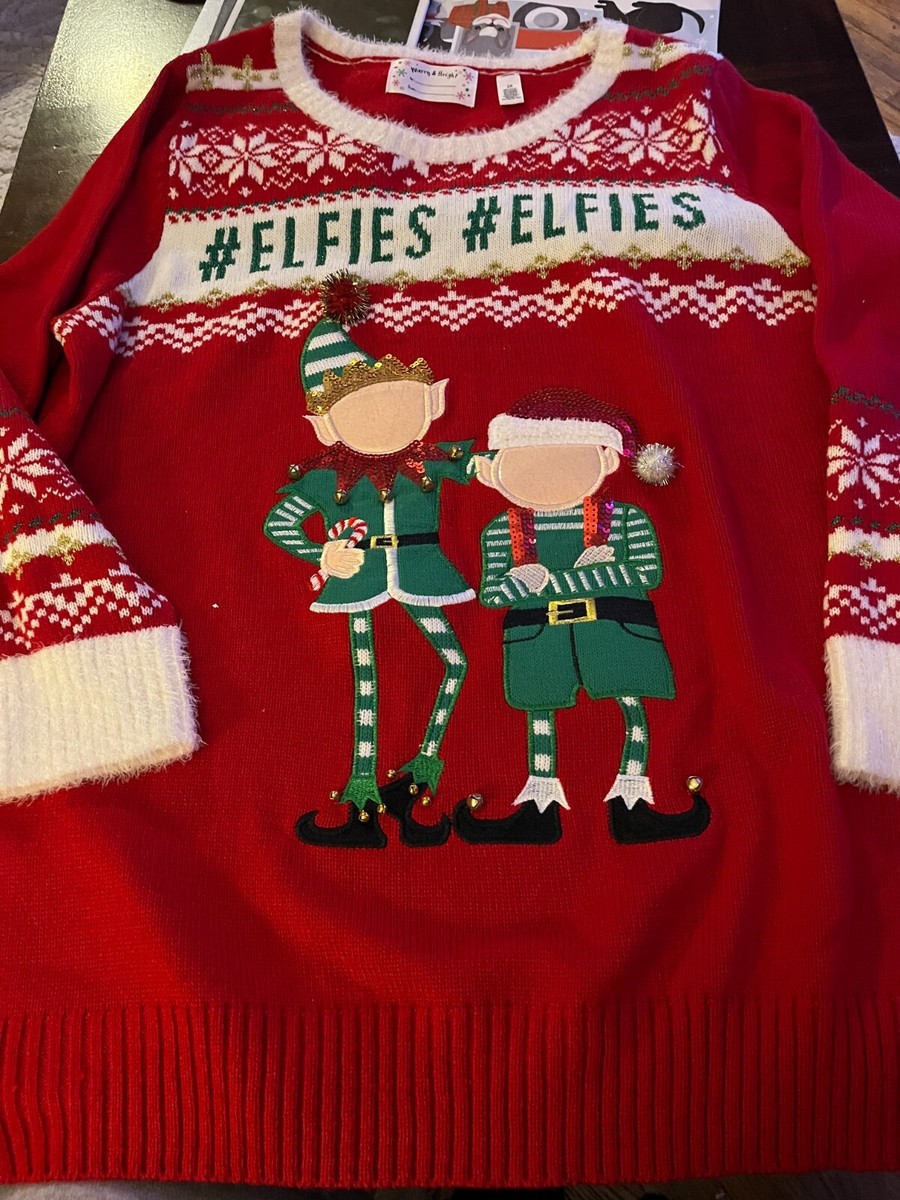 Ugly Christmas Sweater 2XL Elfie-Selfie with photo slots - Main Image